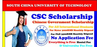 SOUTH CHINA UNIVERSITY OF TECHNOLOGY CSC Scholarship-2021
