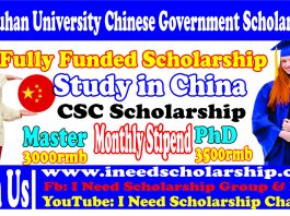 Wuhan University CSC Scholarship For International Students 2021
