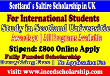 Scotland`s Saltire Scholarship in UK 2021