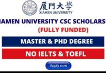 Xiamen University CSC Scholarship
